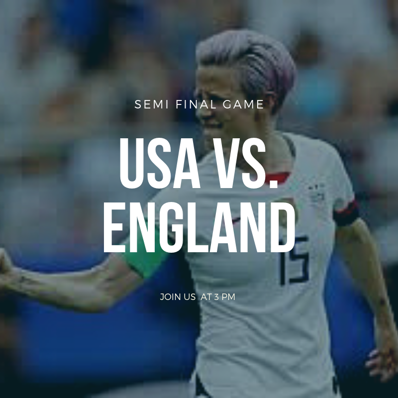 Come join us today at 3 PM to watch USA Women's Soccer take on England in the 2019 World Cup semi finals! Enjoy our $5 Tito's cocktails 🇱🇷🏆⚽🍸LET'S GO USA