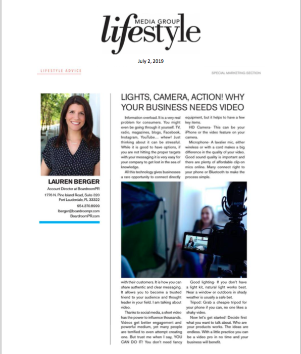 julie_talenfeld's tweet photo. Love seeing my #PRStars in the press! Great op-ed today from @boardroompr's own @WorkingMomMagic on the power of #video in #business. So lucky to have her on our team! #lovemyteam #pr https://t.co/uhpssBqRza