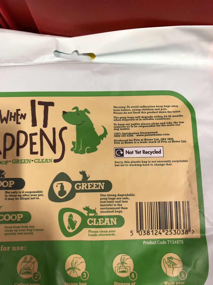agavet's tweet photo. #recyclable #biodegradable poop bags but why in #NotYetRecycled packaging??? @PetsatHome bit disappointing :-( https://t.co/y2ACp3r6qG