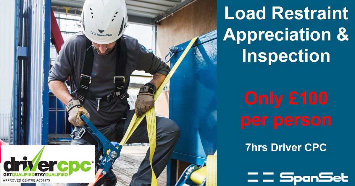 SpanSetLtd's tweet image. Driver CPC deadline approaches - 9 September 2019.
Include SpanSet&apos;s Load Restraint Training to complete 35 hours periodic training.  Check out our special offer and book your course now. buff.ly/2DXmA7M
@DVSAgovuk  #DriverCPCTraining #JAUPT