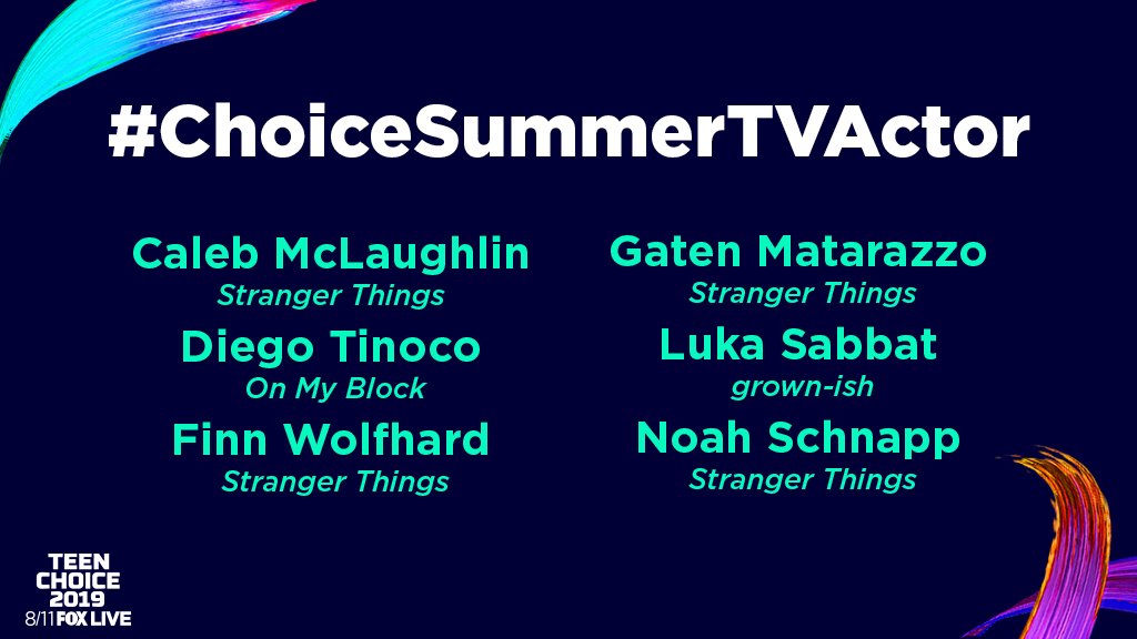TeenChoiceFOX's tweet photo. Which of these #ChoiceSummerTVActor nominees had you binge-watching your summer away? 📺 #TeenChoice https://t.co/JbKJ9Ha3eh