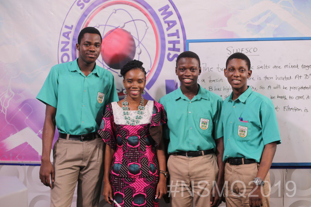 NSMQGhana's tweet photo. Omnia Vincit Labor. 

Perseverance truly conquered all. Welcome back St. Augustine’s College, that was an outstanding performance. See you in the quarterfinals. Congratulations. 

#NSMQ2019 #NSMQ2019OneEighth https://t.co/Pe6Wyyz6aM