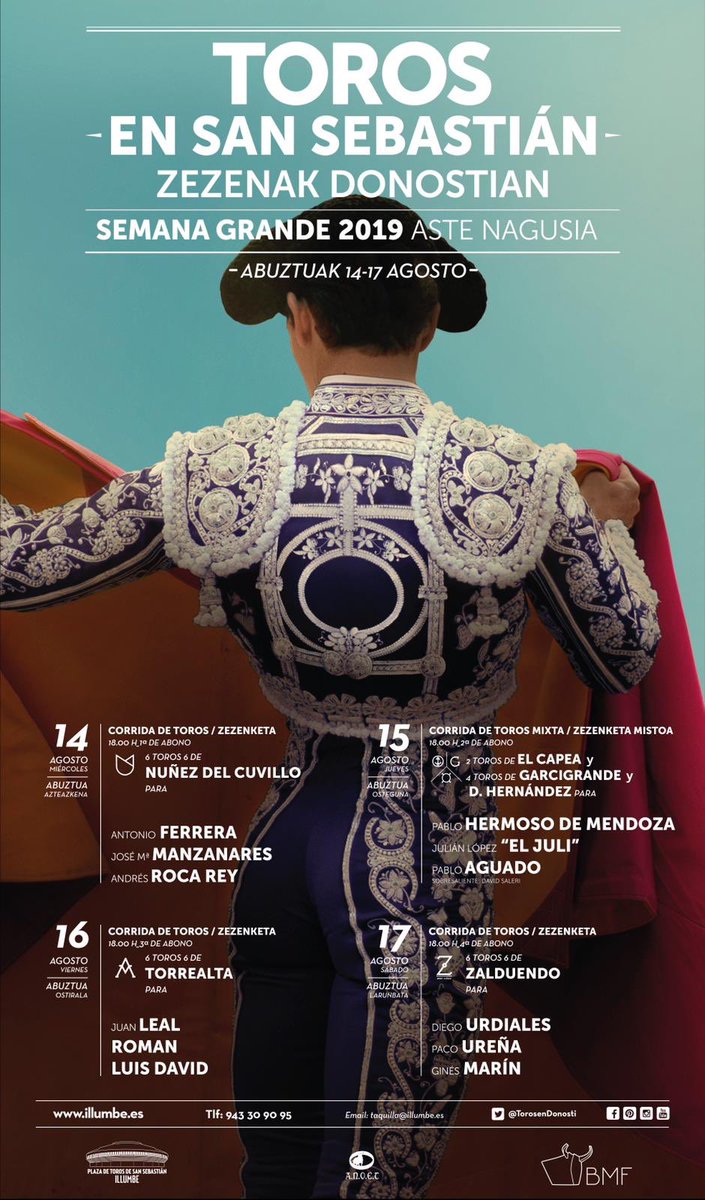 🔵 ¡Aquí está el CARTEL con las combinaciones para la Semana Grande Donostiarra! 

#SoyTorostiarra 

Abrimos Hilo 👇🏼