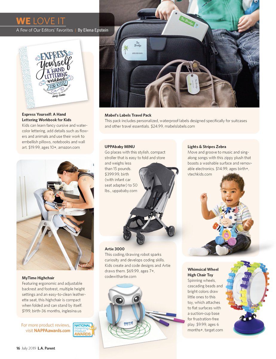 NAPPAawards's tweet photo. Congrats @InglesinaBabyUS @UPPAbaby #pagestreetpublishing @mabelhood @ed_insights @vtechtoys #sassybabytoys for being featured in @LAParentMag #summer #kids #playlearnconnect #travel #baby #momlife #bestproducts #bestforfamilies #newmom #creativity #laparentmag #parenting https://t.co/6cA8tRIBgT