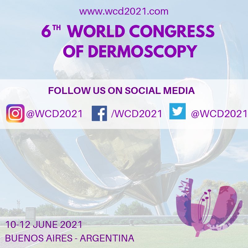 .
6° World Congress of Dermoscopy👏🏻
Follow us on Instagram, Facebook and Twitter! 
#WCCS2020 #WCCS #Dermatology #Dermoscopy
