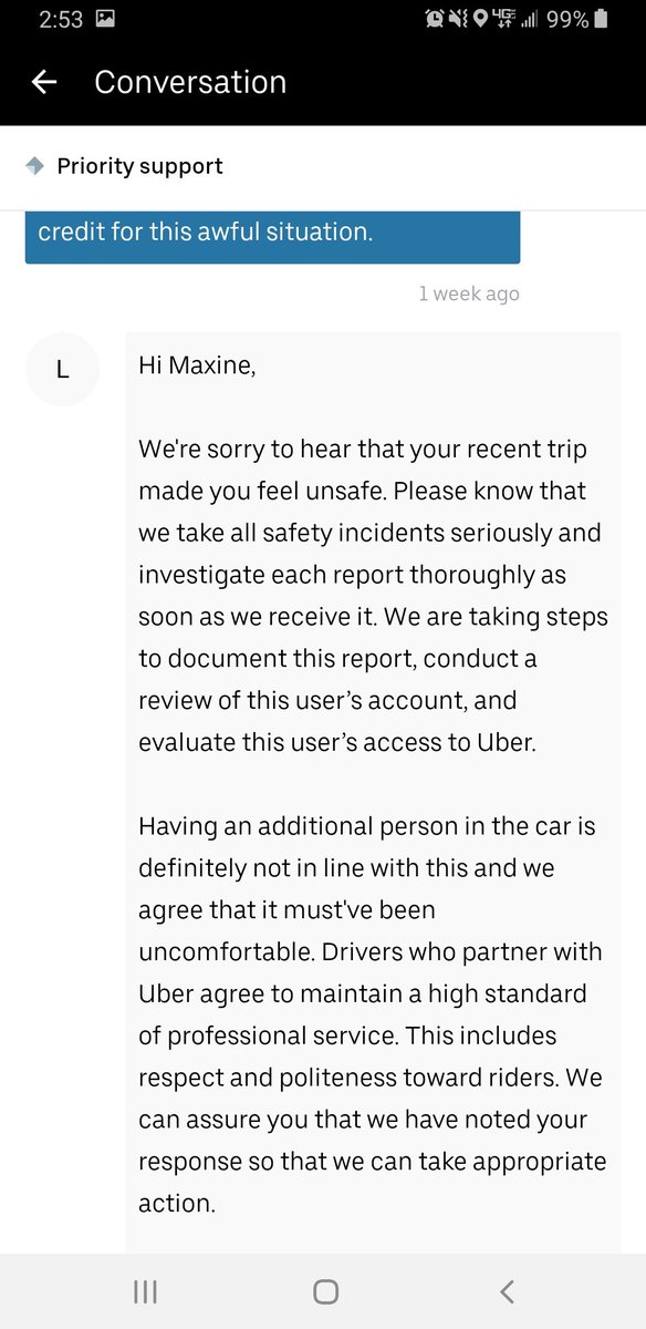 maxine_emme's tweet photo. @Uber_NYC 2/other passengers were let into the car), didn’t acknowledge any other portion of the incident &amp; then decided to end the support chat by indicating that no response was needed on my part &amp; only included a link in their response in case I wanted to start process again. https://t.co/FJhJIUmVFE