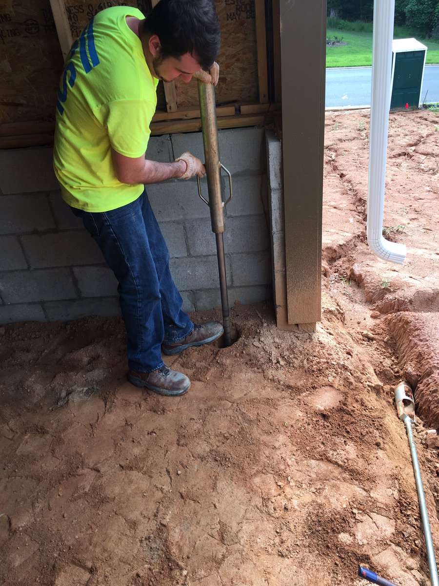 claygandy's tweet photo. “Testing Backfill Grading Inside Garage” at Miloiu house project. #MiloiuHouseWoodruffSC https://t.co/DSoXUU4m0p