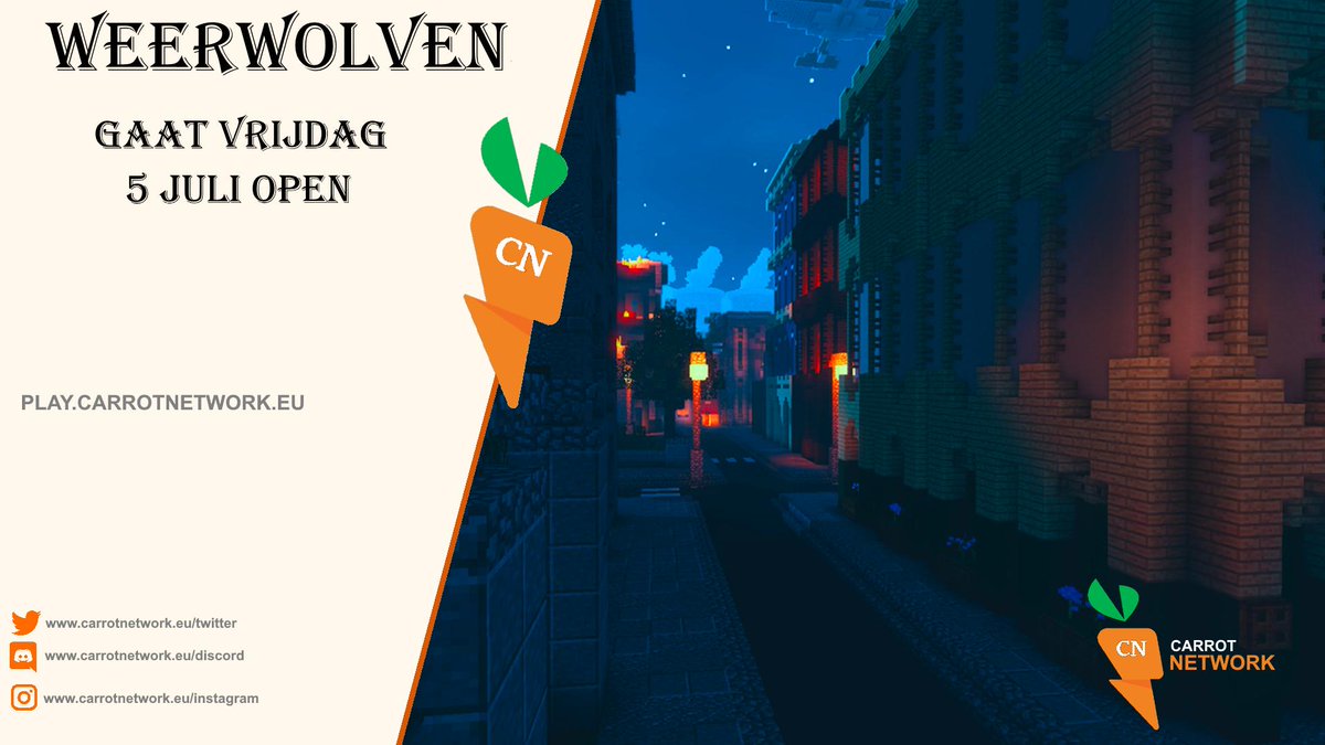 server_cn's tweet image. Weerwolven gaat vrijdag 5 juli om 20:00 public op Carrotnetwork. Kom je ook?