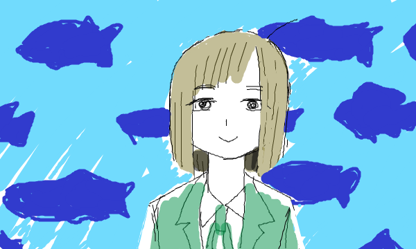 この前あげた、ネットで見かけたタイトルも知らないGBカラーソフトの一場面の水族館のお姉さんを、drawrで二次創作した自分の絵を元に、もう一枚描いてみたのだが調べてみたらスーパーリアルフィッシングという釣りのゲームで水族館のお姉さんではなかった。自分の記憶はやはりいい加減だ。 