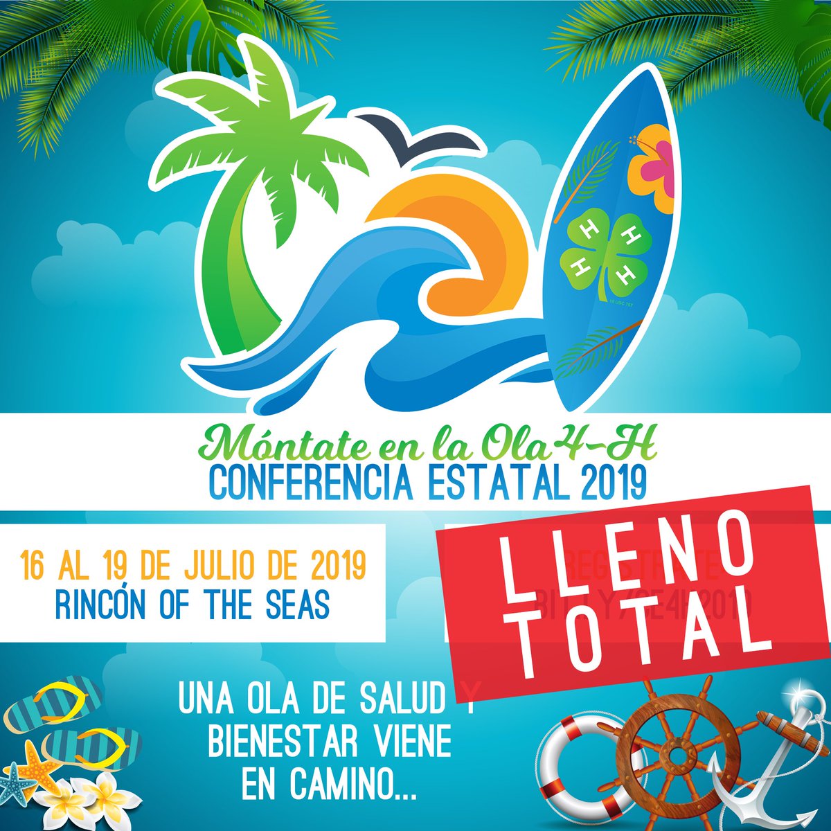 Oficialmente estamos SOLD OUT en espacios para nuestra Conferencia Estatal 2019: Móntate en la Ola 4-H 🌊 

¡Gracias a todos por el apoyo! #CE4H2019