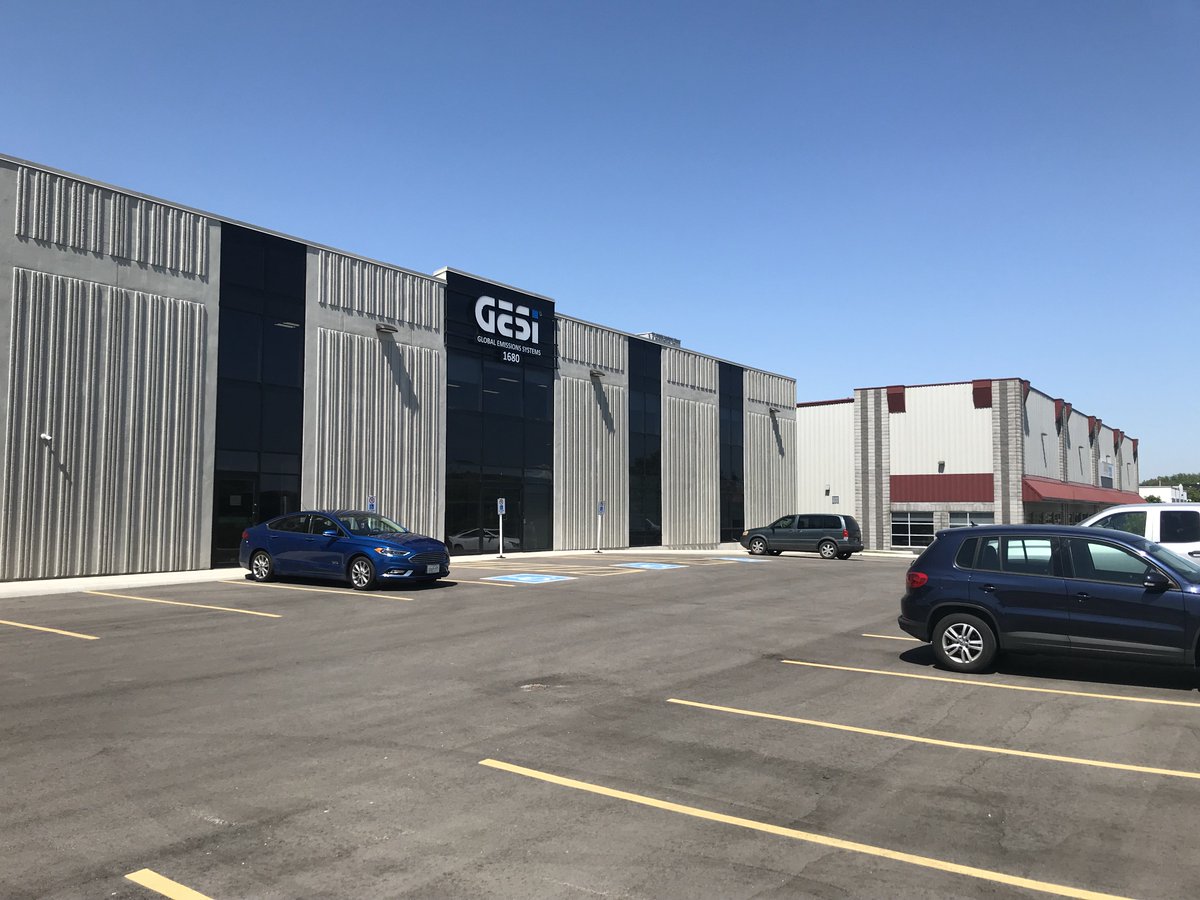 WhitbyEcDev's tweet photo. The new Global Emissions Systems facility looks great on this beautiful summer day. @GlobalEmissions is a world leader in emission control technology and recently invested in a new 35,000 SF industrial building on McEwen Dr., Whitby. #ChooseWhitby #CleanTech https://t.co/9i35eeZXil