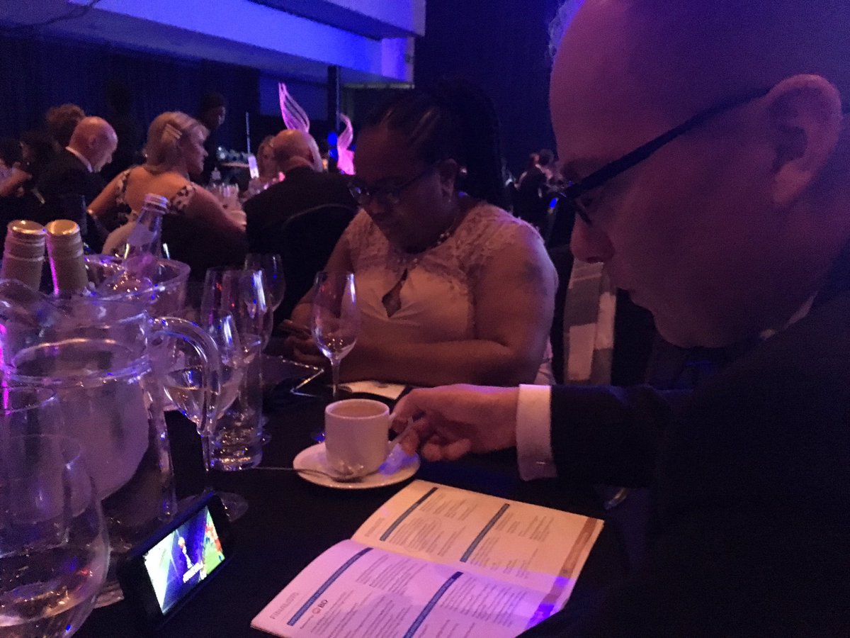Drinking tea and watching the football. Best of all worlds at the patient safety awards! #HSJpatientsafety <a href="/HSJptsafety/">Patient Safety Congress & Awards</a>