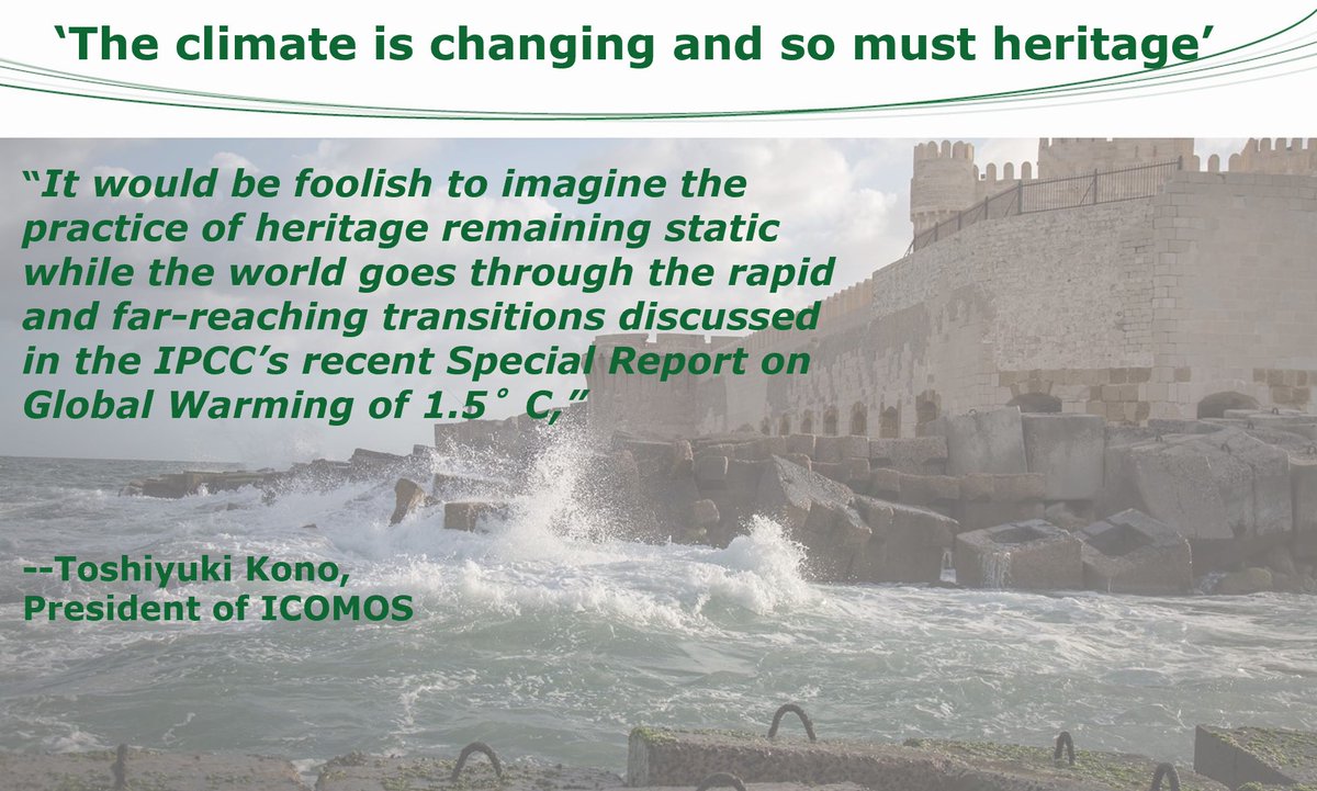 AndrewSPotts's tweet photo. “The climate is changing and so must heritage.” An important discussion tonight at #whc43com w colleagues from @icomos @iucn & @ICCROM on vulnerability of #WorldHeritage sites to climate impacts, innovation & new climate change tools for sites. #ClimateHeritage #43Com 1/ https://t.co/XHAPfPL42t