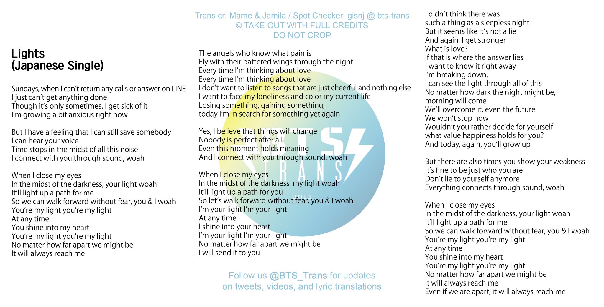 SPOTLIGHT BTS⁷ على X: 'PARADISE' LYRICS Trans: YJ