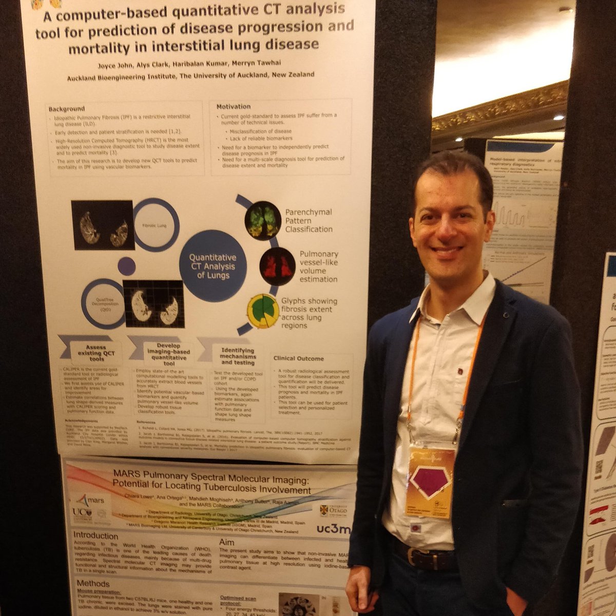 MARSBioimaging's tweet photo. Looking sharp! Ali presenting posters on behalf of the MARS collaboration at #htwnz19. https://t.co/6L7sXsHNSq