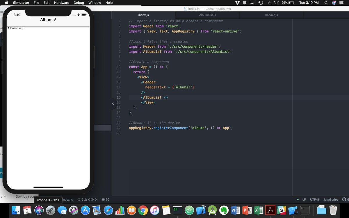 clc_80's tweet photo. #100DaysOfCode D13 I have to work today so not much time to code but I still got a little bit in. Added another component, still needs to be styled but that will be a task for tomorrow. #ReactNative #MomsCanCode #CodeNewbie #ExcitedToCode https://t.co/4jdfA4el1P