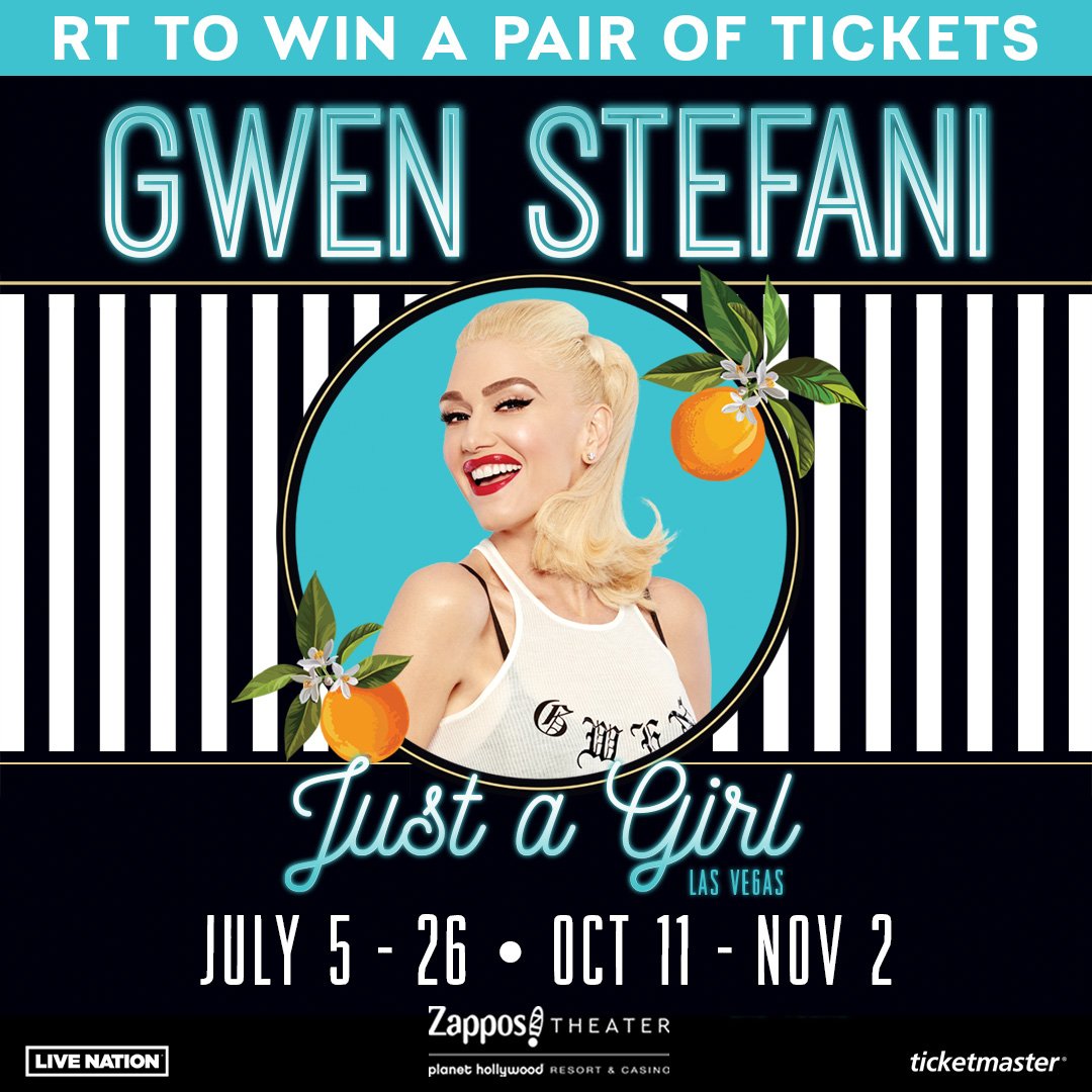 We're giving away a pair of tix to see the queen <a href="/gwenstefani/">Gwen Stefani</a> in Vegas to a date of your choice. RT for a chance to win! 🍊smarturl.it/JustAGirlResid…