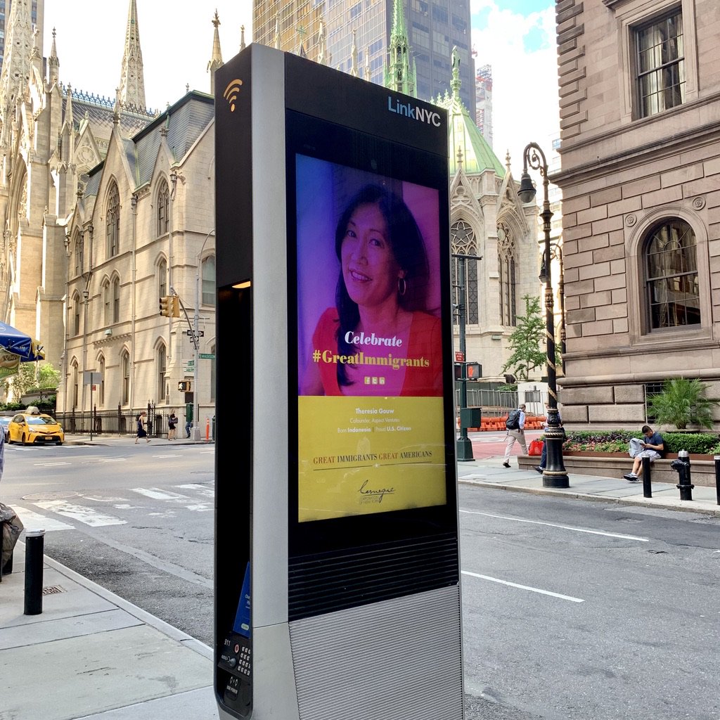 #ImmigrantStories <a href="/CarnegieCorp/">Carnegie Corporation of New York</a> is celebrating those who “enrich communities and culture &amp; strengthen our economy." We're proud that <a href="/AspectVC/">Aspect Ventures</a>'s <a href="/tgr/">Theresia Gouw</a> has been named a 2019 #GreatImmigrants honoree! 

carnegie.org/awards/award/g…