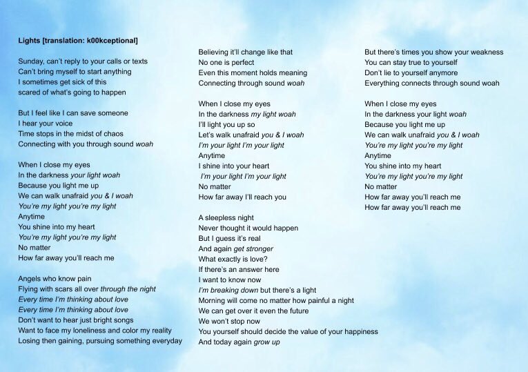 Chio21BTS's tweet photo. a letter to ARMYs 😭    #LightMVOutNow  #BTSLightsMV credit to translator 👇🏽   @BTS_twt https://t.co/iJkwmZqx8n