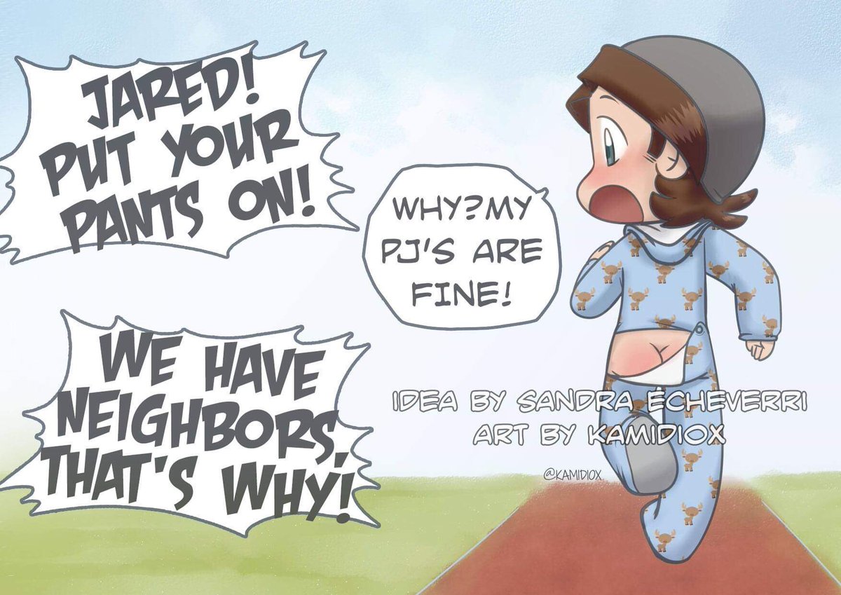 Sanpao19's tweet image. In honor of #RunJaredRun I want to bring this amazing piece by @Kamidiox (tbh one of my favorite ones she has done for me)