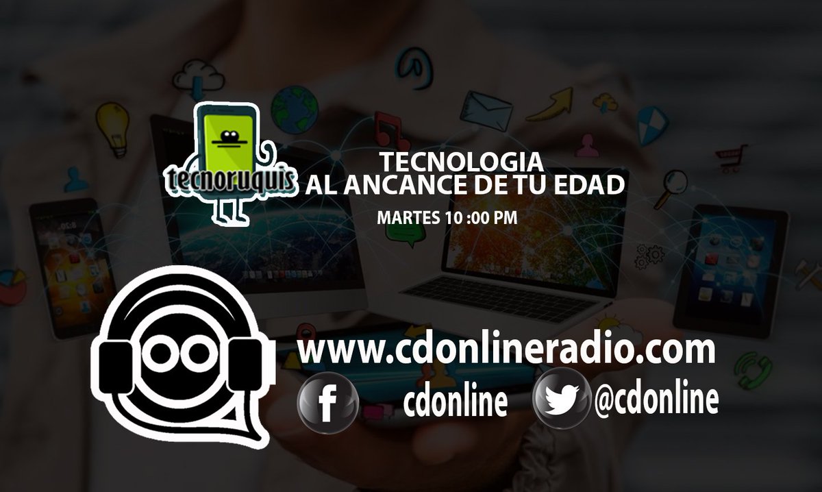 HOY ESCUCHANOS 10 PM. Si No sabes usar un celular, tableta o computadora? No conoces el facebook , twitter,o WhatsApp, tus hijos se burlan de ti por que no sabes que es una selfie, entonces tienes que oír TECNORUQUIS, con buena música y mucha tecnología.
bit.ly/2NinMcA.