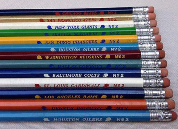 Call it superstition if you want, but when you needed that little something extra on an exam it totally mattered which team pencil you used:

“The math test? Didn’t study but I’m bringing Dan Fouts into battle with me.”