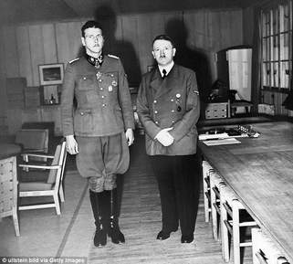 145) This is Otto Skorzeny, Adolf Hitler's bodyguard, and a favorite... A guerrilla warfare specialist...AKA "The most dangerous man in Europe..."