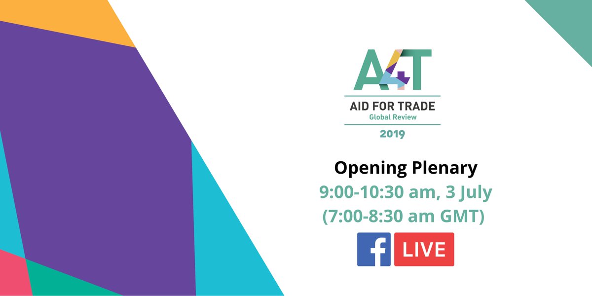 wto's tweet photo. Are you ready? The Aid for Trade Global Review 2019 will kick off in an hour! Join this Facebook Live session with us. #Aid4Trade #MakingADifference https://t.co/S3GpjMDTLG https://t.co/UuzOCQfOQP