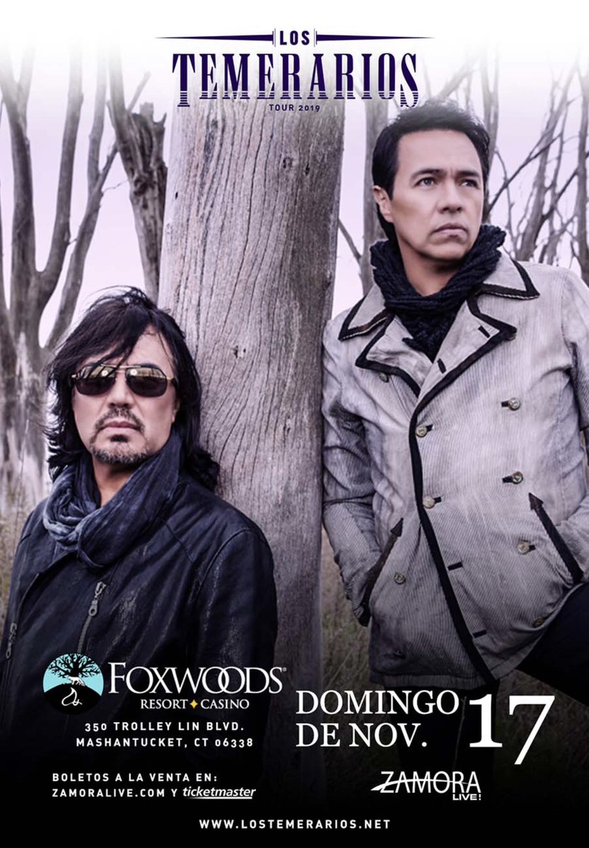 Domingo 17 de Noviembre Los Temerarios en #FoxWoodsResortCasino en Mashantucket, Connecticut #LosTemerarios #AdolfoAngel #GustavoAngel  #Temerarios #Virtus #LosTemerariosTour ##mashantucket #connecticut #Boletos disponibles a la venta en 👉🏼ticketmaster.com