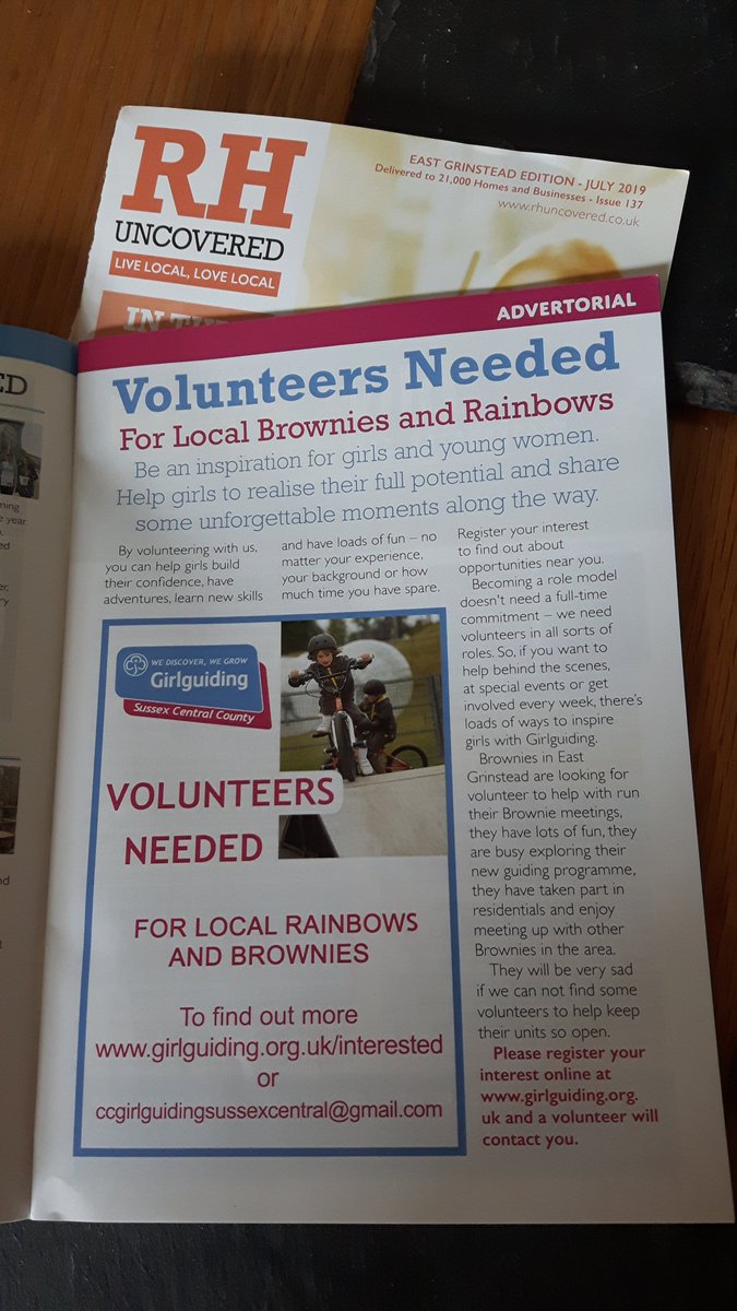 Did you see us in the <a href="/RHUncovered/">RHUncovered</a> magazine? 
If you have thought about one day #volunteering then make today that day! 
Brownies need you now to join their team. 
No experience needed as free training provided. Just bring your smile, a little time &amp; sense of fun! Pls RT