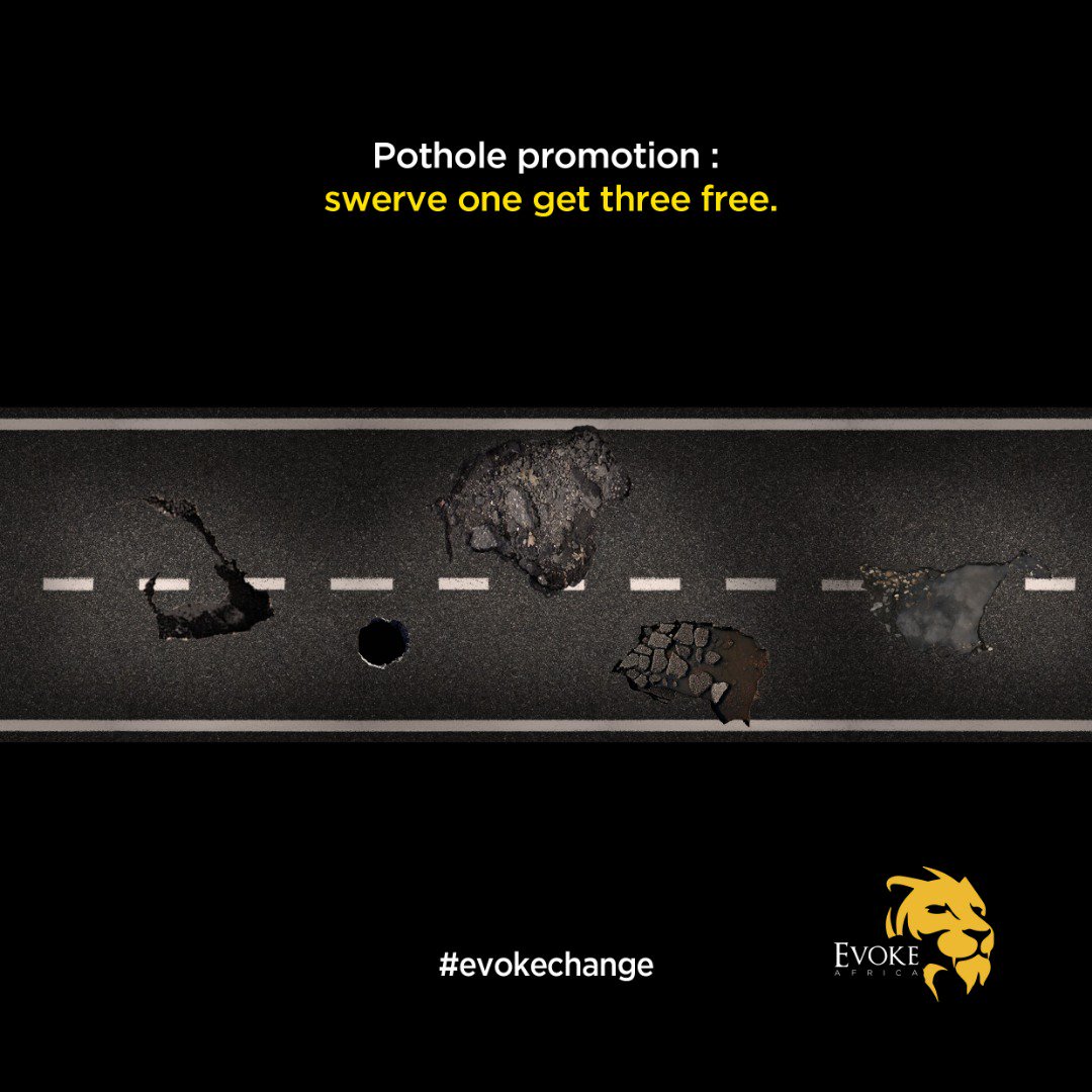 E_vokeCreatives's tweet image. Who’s good at this game? 
Who’s winning? 
Ready, set go! 
The pothole 'game' is rife on our roads. Share your story, let's bring more attention to this issue.
#EvokeChange #LetsDoBetter #RoadSafety #WAI #potholes