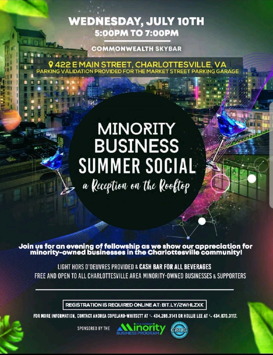 Gonna be a great event next week celebrating minority businesses and business diversity <a href="/CWSkybar/">commonwealthSKYBAR</a>.