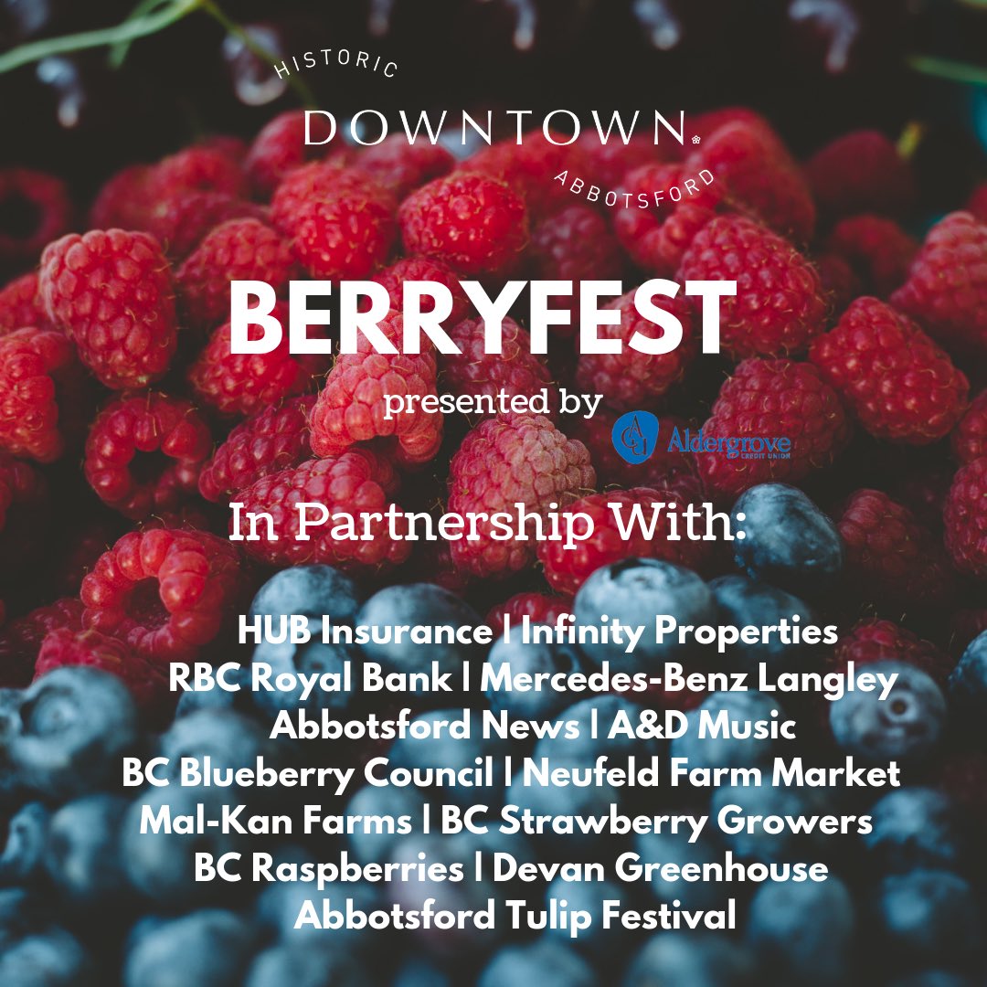 DowntownAbbyBC's tweet photo. 4️⃣DAYS TILL BERRYFEST 🍓We’ve got a FANTASTIC line up of live entertainment ready for you at our #AbbyBerryFest Main Stage! Swipe to see our full stage line up! 🎶 https://t.co/7LrBVnByP8