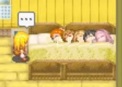 in mfomt when you buy the big bed all the other girls come to see it in a really hetero way