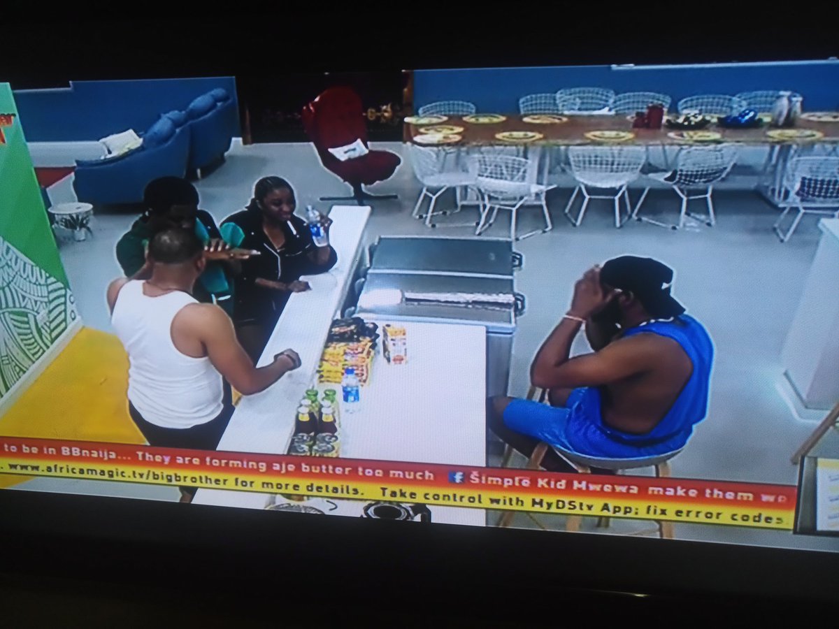 OgaBossMan's tweet photo. Frodd n Jeff! Are real Men! I give them that.

So Tacha wanted to Talk with them about her fight with Thelma

Jeff: Don't bring it up again
Frodd: No Need for that
Tacha: Why, its not like she's awake or here.
Jeff and Frodd: More reasons why we shouldn't talk abt it.
#BBnaija https://t.co/1cfVhlJNe9