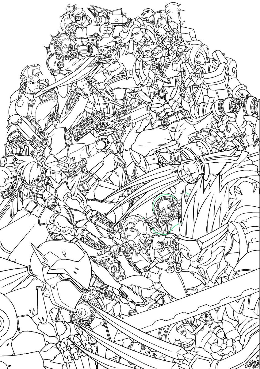 lines for the #overwatch/#paladins piece complete. colors incoming. 