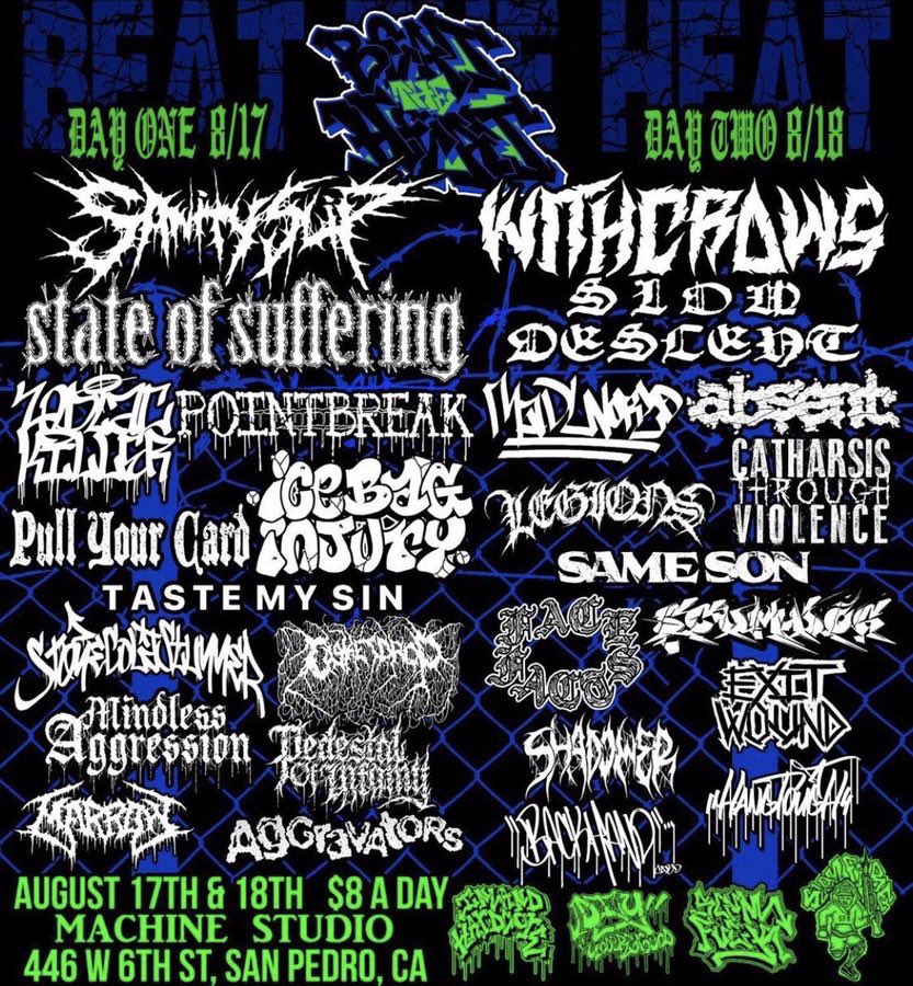 withcrowsaz's tweet photo. BEAT THE HEAT 
BRINGING THE VIOLENCE 
BRINGING THE HURT 
OO OO OO OO OO 
FROM ARIZONA TO CALIFORNIA, (OO OO OO OO OO) 
SPILL SOME BLOOD 
SPILL SOME SPIT 
THE ONLY WAY OUT IS IN A FUCKING AMBULANCE 
BEAT THE HEAT 2019 (OO OO OO) 
GIVE A DOCTOR SOME FUCKING WORK KEEP THEM THERE AL https://t.co/cSIuKC3UXC