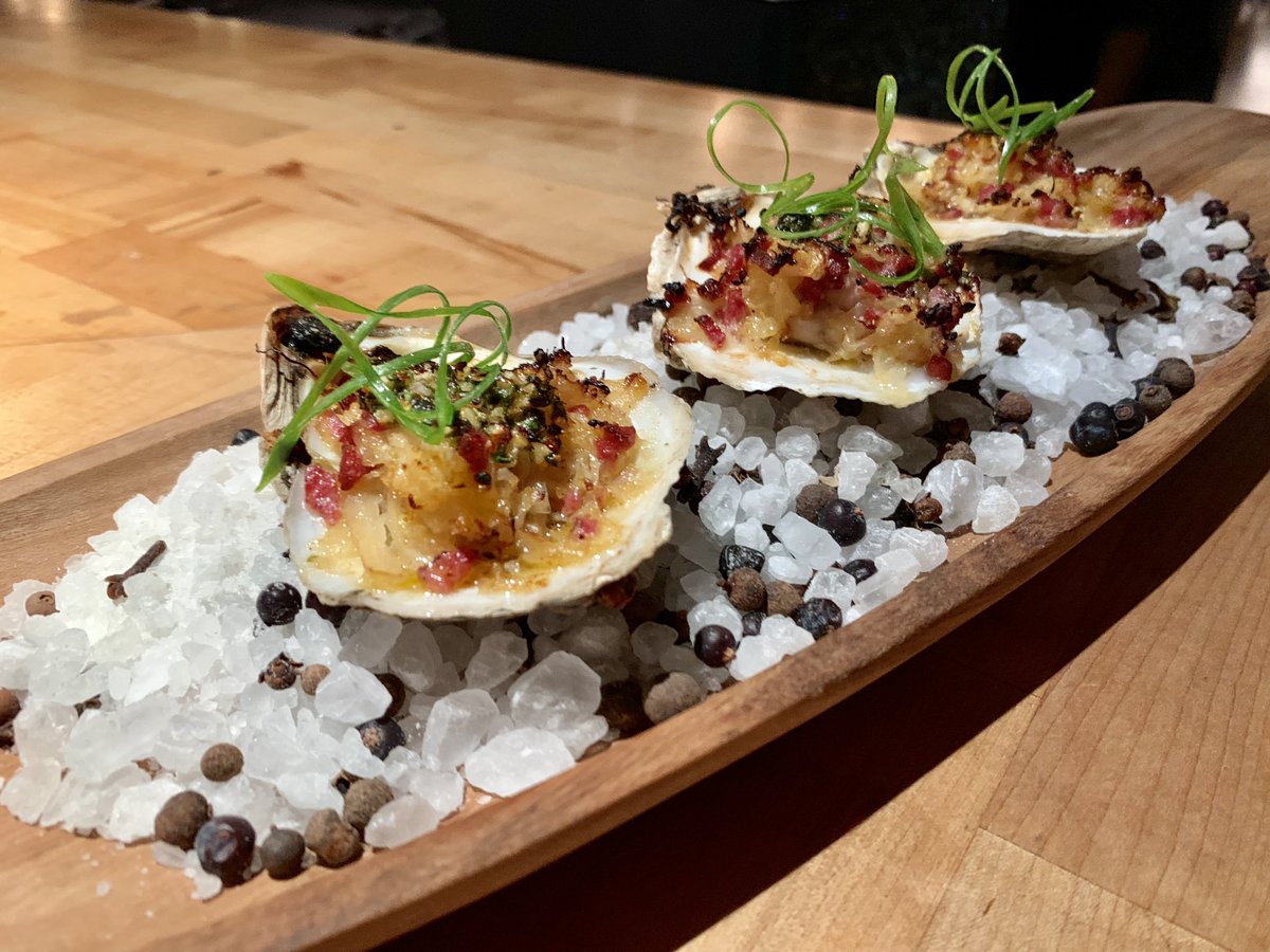 Oysters Ghutz 
Tex-Bohemian Roasted Gulf Oyster, Prasek’s Jalapeño Sausage, Shiner Washed Sauerkraut
This one makes the toes tingle