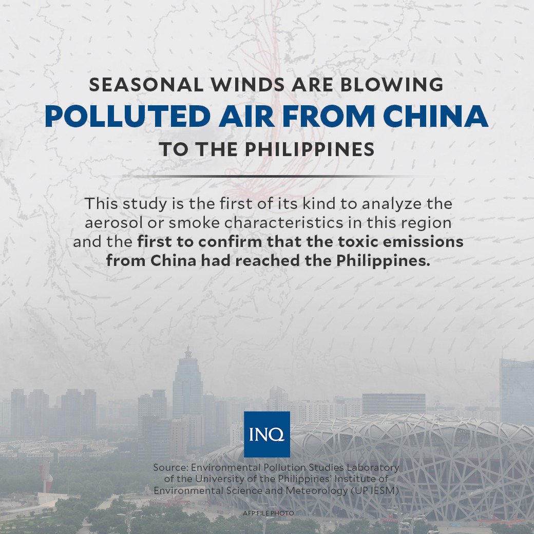 inquirerdotnet's tweet image. Samples taken from Burgos, a 5th-class municipality of about 9,000 in Ilocos Norte province with no heavy industries, showed that the air in the town contained microscopic particulate matter from man-made emissions that could cause serious health problems, such as lung diseases.