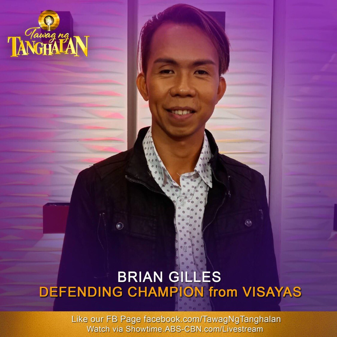 TNTABSCBN's tweet photo. Ang bagong kampeon ay galing Visayas! Madepensahan kaya ni Brian Gilles ang titulong ito? Abangan mamaya! #ShowtimeFullForce https://t.co/9SdGNY2yuh