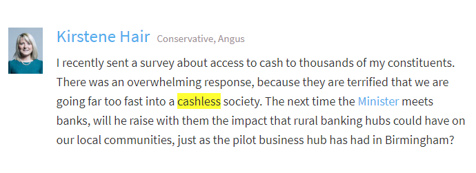 FairByDesign's tweet photo. Access to physical cash gives many low income households - and anybody, regardless of income - the financial comfort to stay on top of their finances. 

Glad to see @Kirstene4Angus and @SCrabbPembs raise this in parliament with @JohnGlenUK yesterday https://t.co/CEORch1PPH