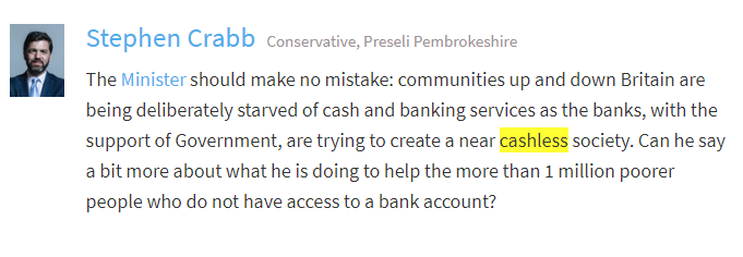 Access to physical cash gives many low income households - and anybody, regardless of income - the financial comfort to stay on top of their finances. 

Glad to see @Kirstene4Angus and @SCrabbPembs raise this in parliament with <a href="/JohnGlenUK/">Rt Hon John Glen MP</a> yesterday