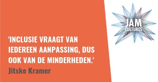 Inclusie gaat over meedoen. Over diversiteit. Over co-creatie. Praten en reflecteren zijn belangrijk. In actie komen ook. Deel jouw inzichten op social met #jamcultures, dan kan iedereen ervan leren. <a href="/jitskekramer/">Jitske Kramer</a> <a href="/HumanDimensionJ/">HumanDimensions</a> #inclusie #diversiteit managementimpact.nl/jitske-kramer