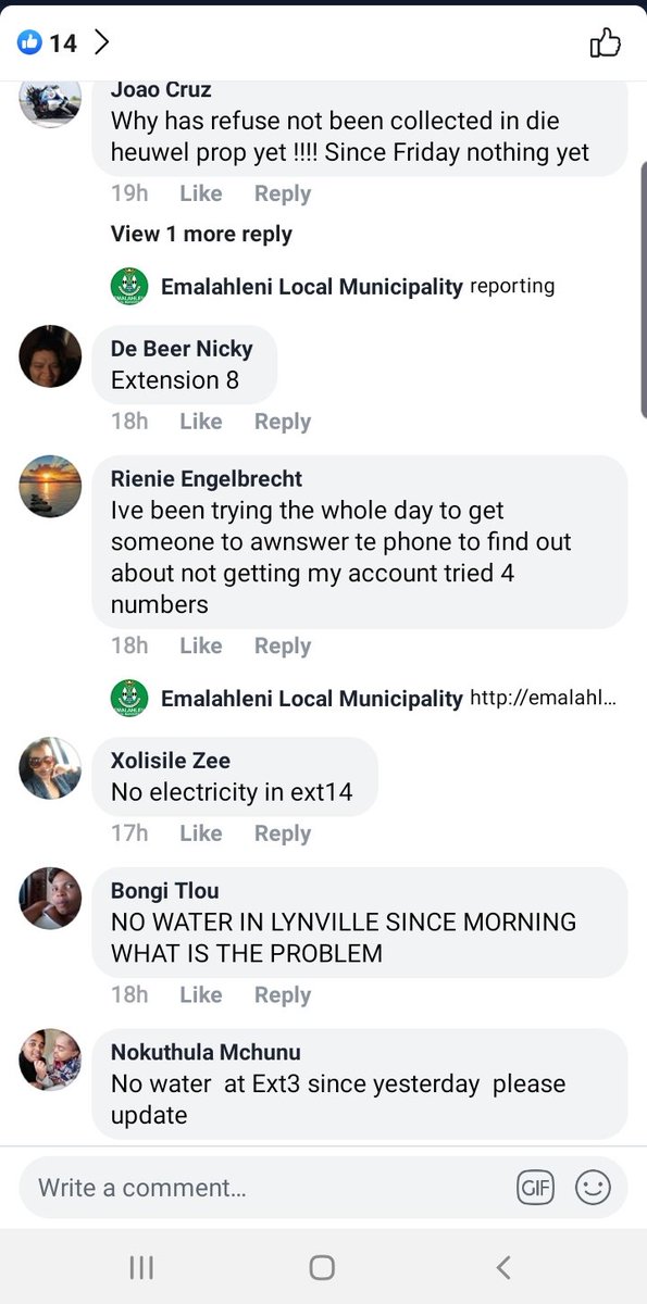 The Emalahleni Local Municipality's Facebook Page only responds to white residents and completely ignores Black residents. Brought to you by <a href="/MYANC/">ANC - African National Congress</a> 🙃