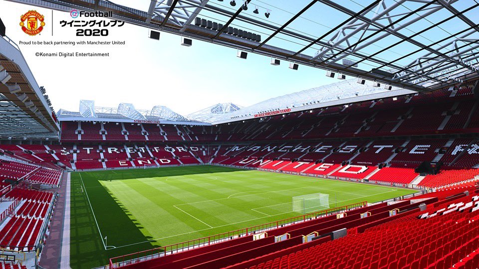 Efootball 公式 The Theatre Of Dreams 夢の劇場 という愛称で多くの人々に親しまれている マンチェスターユナイテッド のホームスタジアム オールド トラフォードが細部に至るまで美麗に再現されて ウイイレ に搭載 Mufc ウイイレ