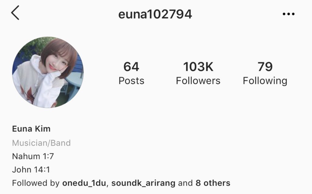 ALL_ABOUT_KHAN's tweet photo. euna changed her bio from “artist” to “musician/band” and added two bible verses https://t.co/IPLtLFZAjq