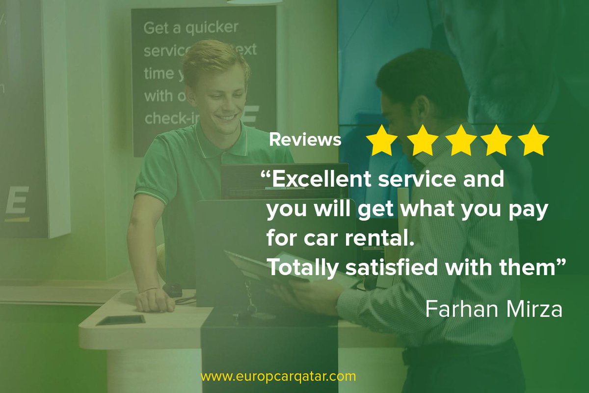 EuropcarQatar's tweet photo. We are happy to serve to make our customers happy.
Moving their way..Farhan reviews..
#Europcar #Qatar #carrental #bestinqatar #movingyourway #happycustomer #happytoserve #customersatisfaction #customerreview #feedback #excellentservice #discounts #book #online #additionaldriver https://t.co/A4v6irx3vI