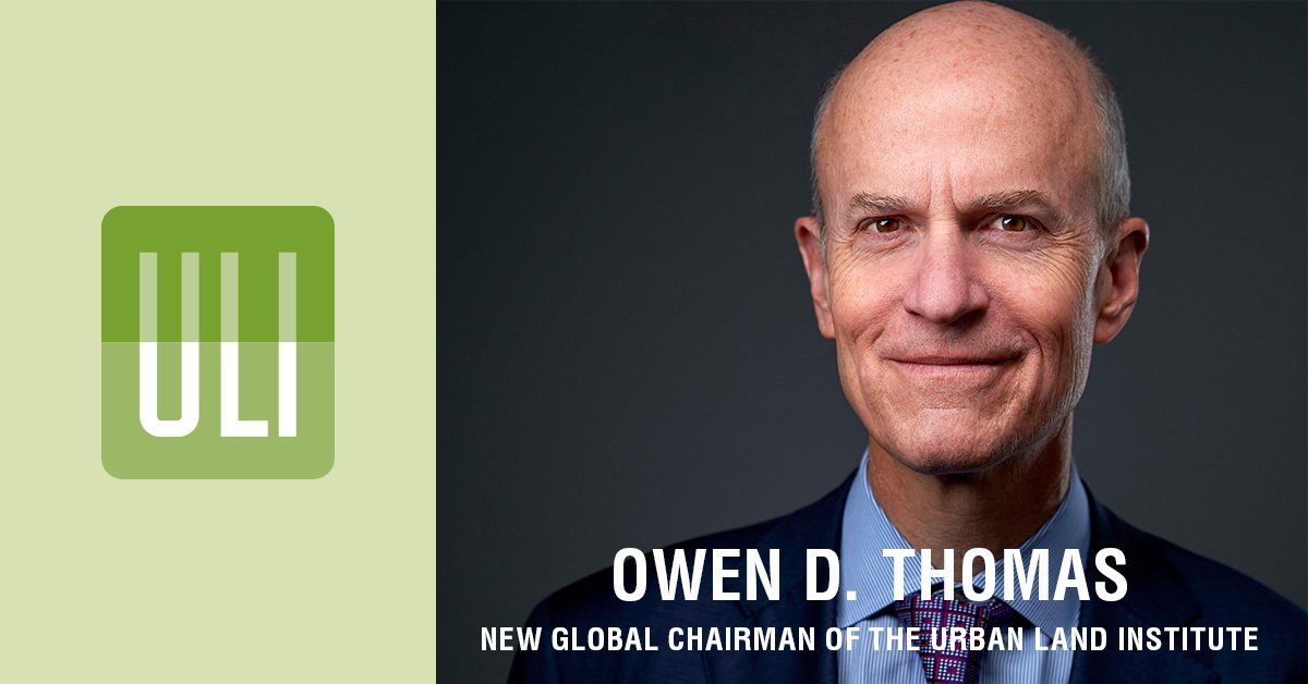 ULIAsiaPacific's tweet photo. Owen D. Thomas, chief executive officer of @SustainableBXP, has been elected as the new global chairman of the @UrbanLandInst. Thomas, a longtime ULI member, ULI governing trustee and ULI Foundation governor, will serve a two-year term.

Read more: https://t.co/VX5rWo5UCw https://t.co/QbpKJs0lOz