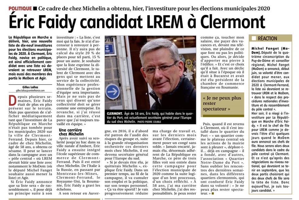 2020Clermont's tweet photo. @EricFaidy candidat LREM à @ClermontFd pour les municipales de 2020.

@FBAuvergne @F3Auvergne @lamontagne_fr https://t.co/sJ43SOtM0H