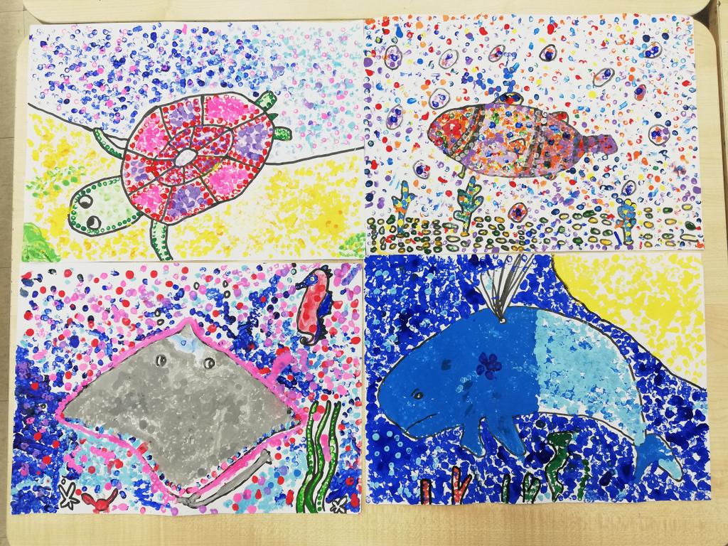 Activity Week - The students created their own pointillist pictures. They spent about 3 hours to complete their sea creatures. They have definitely shown great resilience towards their art work. #HIS_learning